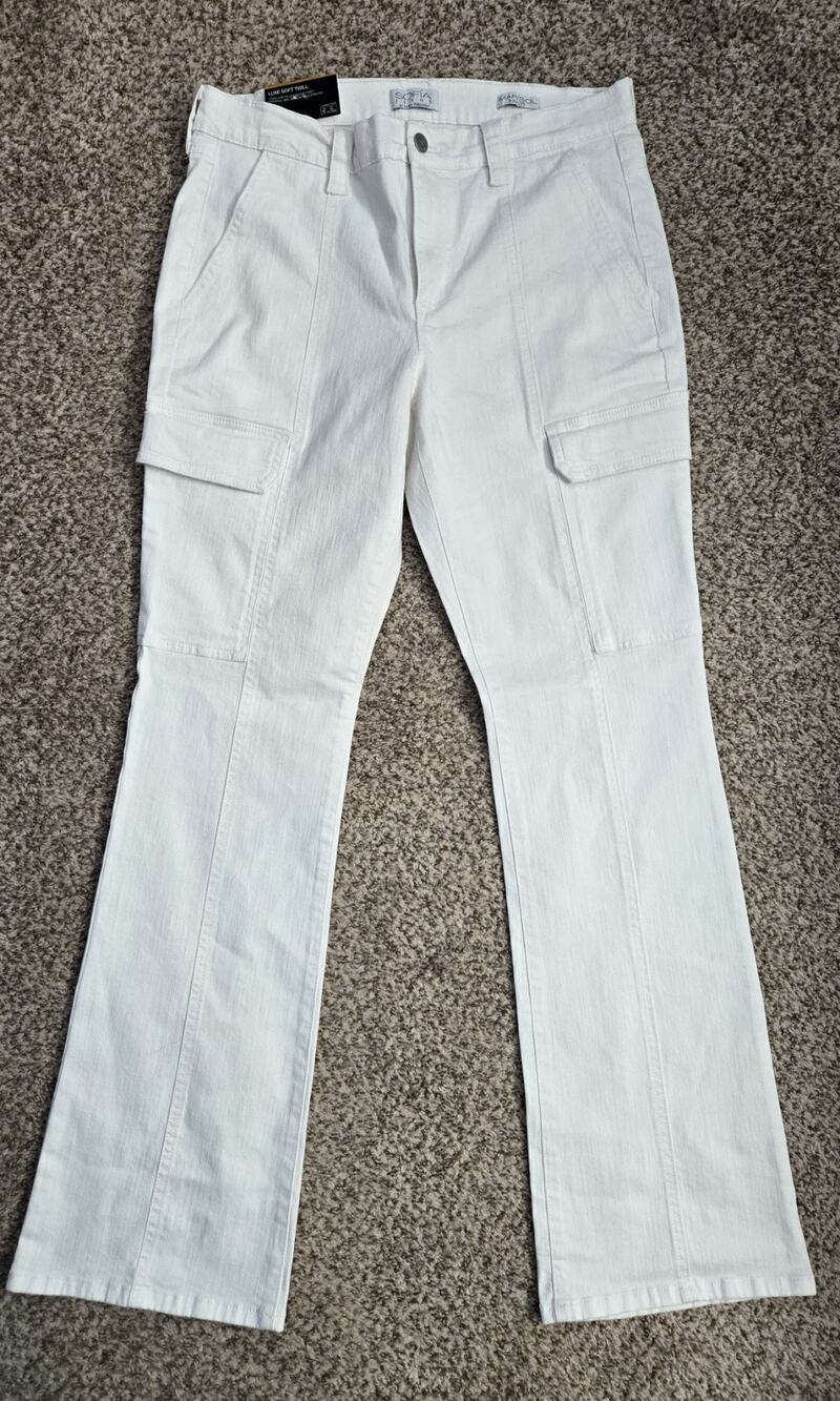SOFIA VERGARA Marisol Bootcut Cargo Jeans Womens 12 White Stretch Denim NWT